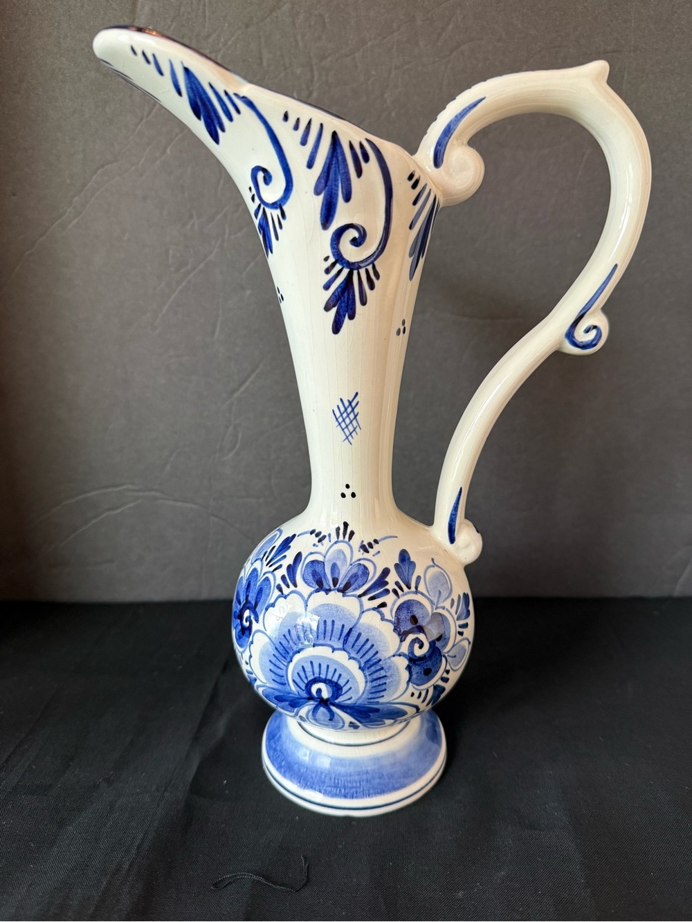 Hand Painted Delft Blawu Porcelain Ewer Singed & Numbered.